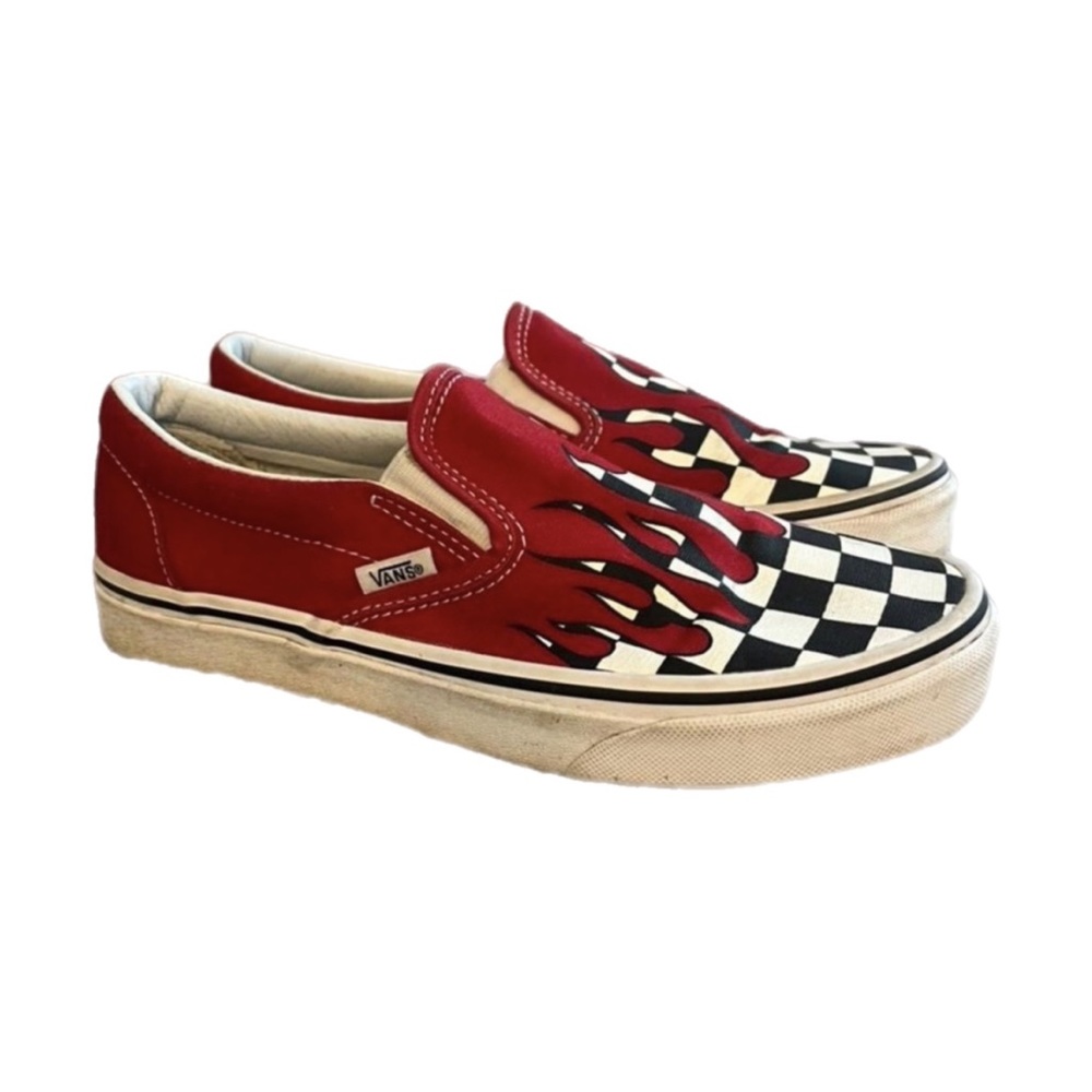 Vans Checkerboard Flame Slip-Ons